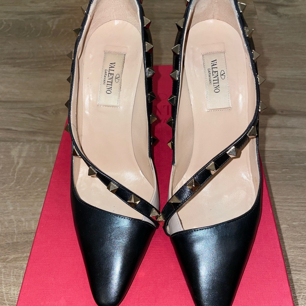Valentino Black Studded D'orsay Heels